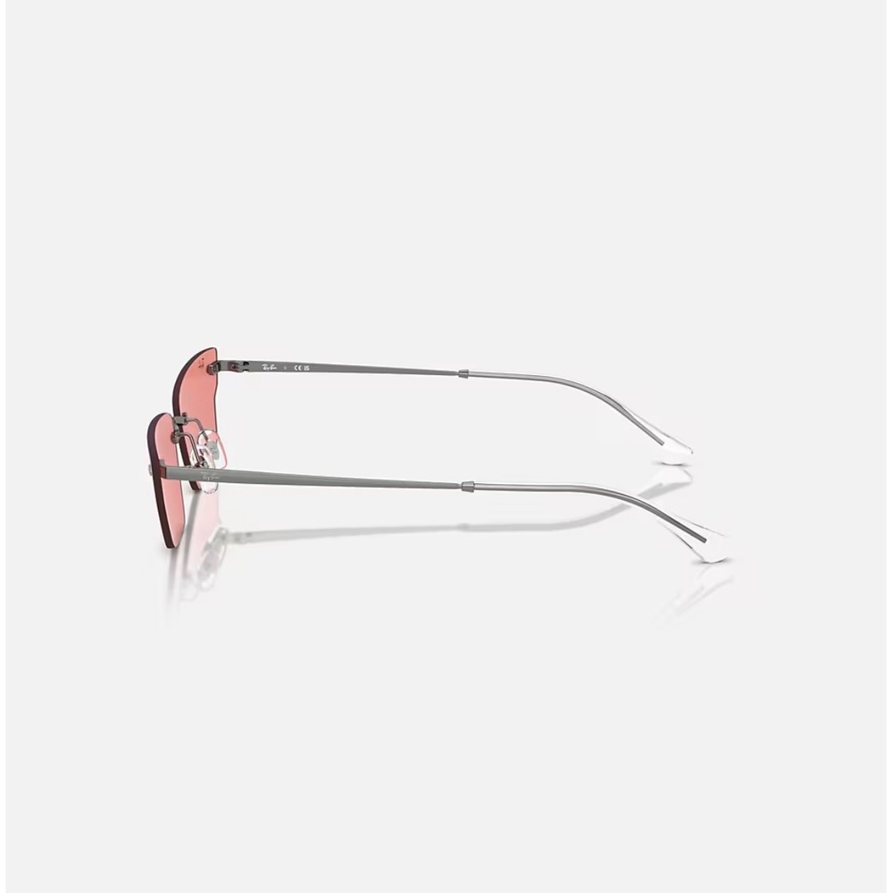 Ray-Ban Anh RB3731 Sunglasses Gunmetal Pink Geometric Rimless 004/84 66mm - Picture 3 of 8